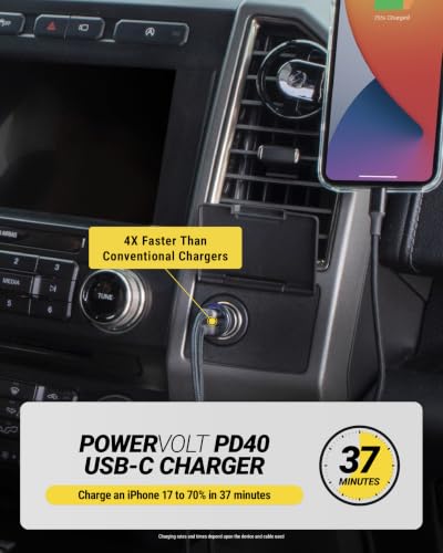 Scosche CPDCC40M PowerVolt 40W Certified Dual Port USB-C Car Charger, Flush Cigarette Lighter Adapter, Fast Charging Car Plug for 12V Power Outlet Compatible with iPhone, Galaxy and All USB-C Devices - size: Dual Port, style: 40W