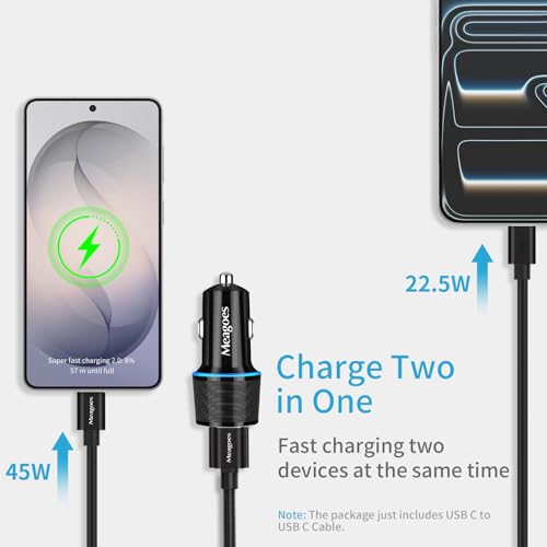 67.5W Car Charger USB C Super Fast Charge for iPhone 18 Pro Max/17/Android - color: Black, size: 3.3 ft