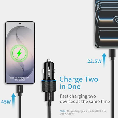 67.5W Car Charger USB C Super Fast Charge for iPhone 18 Pro Max/17/Android - color: Black, size: 3.3 ft