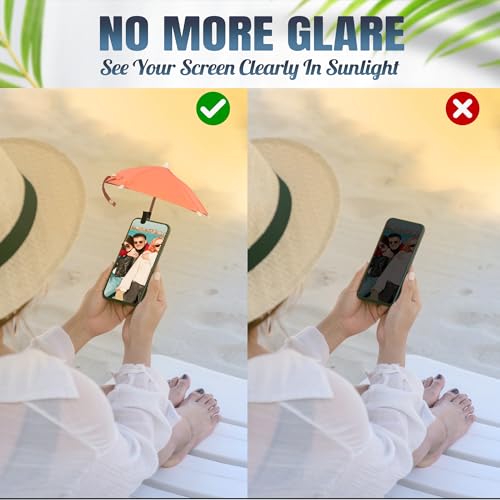 Phone Umbrella for Sun, Clip-On Phone Sun Shade, Universal Fit - color: Pink
