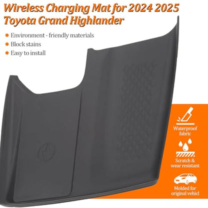 Wireless Charging Mat Compatible with 2024 2025 Toyota Grand Highlander, Non-Slip Silicone Protective Liner for Interior Accessories