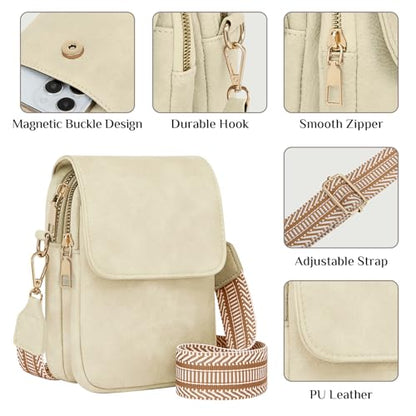 Fashion Small Crossbody Bags for Women Trendy Designer Cell Phone Purses | Adjustable Straps,with Card Holder,Detachable Wristlet Strap,small Cross Body Bag for Woman,Mini Bags,Travel Purse,Work,Gym - color: Beige