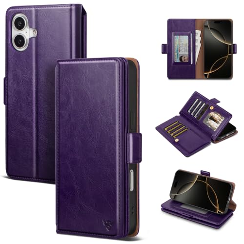 Compatible with iPhone 17 Case Wallet with Card Holder [7 Card Slot] Women Men,RFID Blocking Luxury PU Leather Phone Case Flip Folio Protector Cover Credit Card Slot Kickstand,Purple - color: Purple, size: iPhone 17