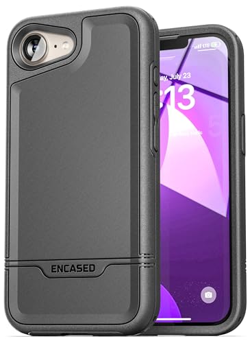 ENCASED Shockproof Case for iPhone 17e, 16e (6.1") - Ultra Protective Heavy Duty Magnetic Phone Cover, Rebel Series (Black) - color: Black, size: iPhone 16e