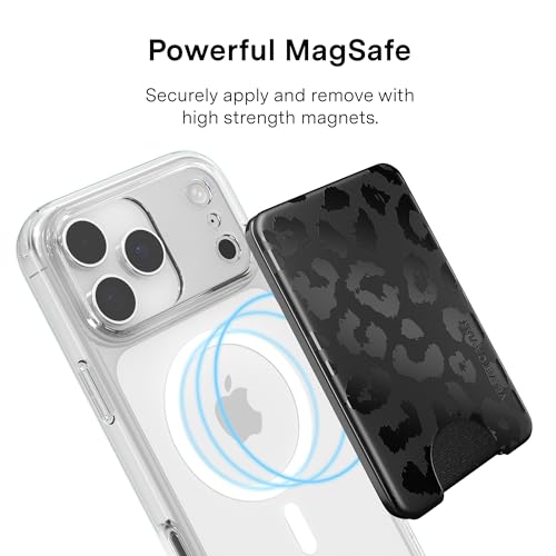 VELVET CAVIAR compatible with MagSafe Wallet 2.0 | Magnetic Card Holder Wallet for iPhone 17/16/15/14/13/12 or Phone Cases compatible with MagSafe | Black Leopard - color: Black Leopard