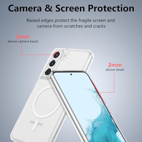 RALEAVO for Samsung Galaxy S22 Case Clear Magnetic Phone Case [Compatible with MagSafe] Slim Transparent Acrylic Hard Back Case Cover Military Drop Protection Case, Clear - color: Magnetic & Clear, size: S22