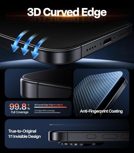 TORRAS OrigArmor for iPhone 17 Pro Screen Protector [100% Anti Reflection][3D Full Coverage Fit] Military-Grade Shatterproof 9H+ Tempered Glass Anti-Scratch Screen Protector 17 Pro 6.3" 1-Pack