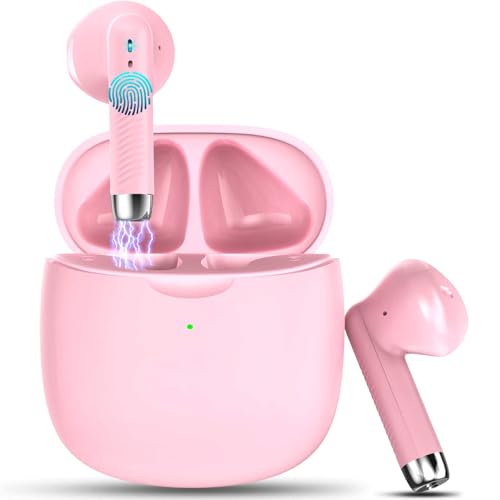 Wireless Earbuds, Bluetooth 5.4 Earbuds Stereo Bass, Bluetooth Headphones - color: Deep Pink