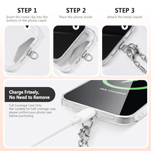 TENOC Universal Metal Phone Wrist Strap/Crossbody Chain - color: B-silver