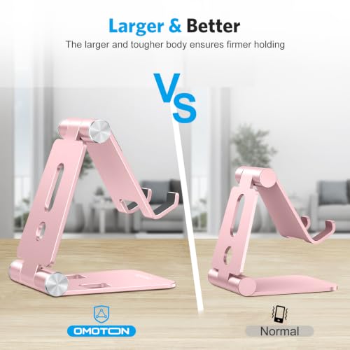OMOTON Foldable Cell Phone Stand, C4 Portable Aluminum Phone Holder - color: RoseGold