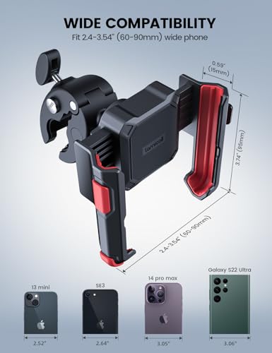 Lamicall Motorcycle Bike Phone Mount, 1s Lock Bike Phone Holder - color: Red