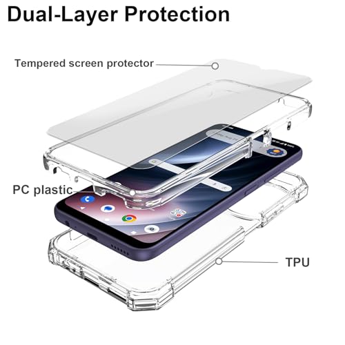 Ailiber for Cricket Icon Plus 2026 Case, AT&T Verge 2 Phone Case Slim-Clear | Screen Protector. Transparent Anti-Yellowing Soft Silicone, Thin Lifeproof Bumper Heavy Duty Full Body Hard Protective Cover - color: Clear