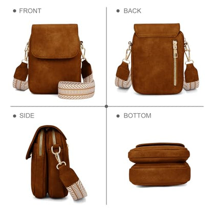 Fashion Small Crossbody Bags for Women Trendy Designer Cell Phone Purses | Adjustable Straps,with Card Holder,Detachable Wristlet Strap,small Cross Body Bag for Woman,Mini Bags,Travel Purse,Work,Gym - color: Brown