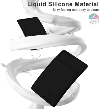 oakxco Phone Wallet Stick On, Secure Phone Card Holder Silicone, Adhesive Pocket Sleeve ID Credit Card, Slim Thin Card Case for Men Women Cute, Compatible with Apple iPhone Samsung Pixel, Black - color: Black