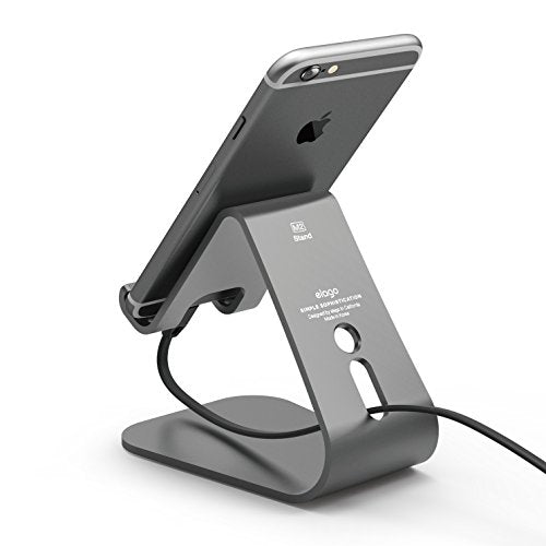 elago® M2 Stand [Dark Grey] - [Premium Aluminum][Angled for Video Calls][Cable Management] - for All iPhones, Galaxy, and Other Smartphones - color: Dark Grey