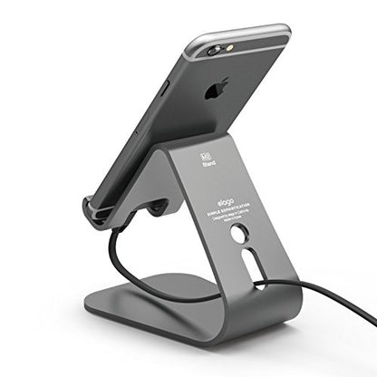 elago® M2 Stand [Dark Grey] - [Premium Aluminum][Angled for Video Calls][Cable Management] - for All iPhones, Galaxy, and Other Smartphones - color: Dark Grey