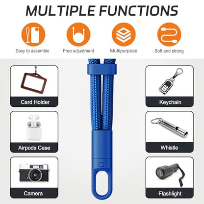 KITANIS 2 Pack Phone Lanyard,2×Phone Wrist Strap,4×Tether Tabs,Universal Cell Phone Multifuctional Patch Polyester Lanyards,Cell Phone Hand Strap for Women and Men(blue+yellow) - color: Blue+yellow, size: 6.3''Wrist Strap