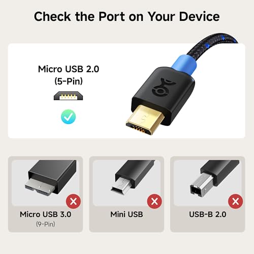 Cable Matters Braided USB C to Micro USB Cable, 3.3ft, Black - size: 3.3 Feet