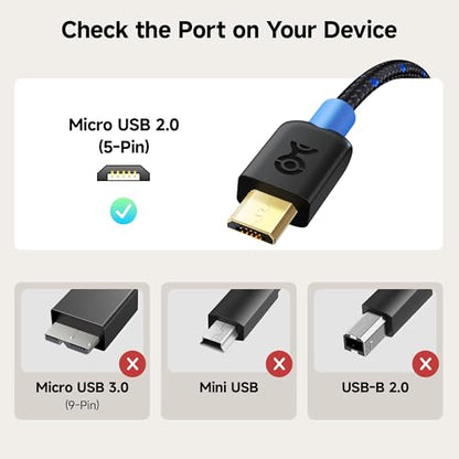 Cable Matters Braided USB C to Micro USB Cable, 3.3ft, Black - size: 3.3 Feet