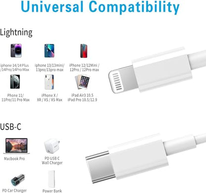 iPhone Charger 3Pack 6FT USB C to Lightning Cable [Apple MFi Certified] - size: 6 feet