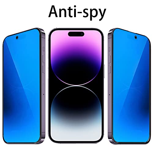 2 PCS Anti-Blue Privacy Tempered Glass Suit for iPhone 14 Pro Mirror Anti-Spy Screen Protector Anti-Peeping Film Electroplated 9H Hardness Anti-scratch 6.1 inch(Blue) - size: For iPhone 14 Pro