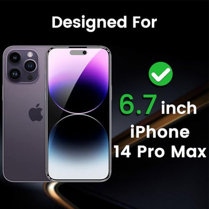 Romkasi 3 Pack Privacy Screen Protector for iPhone 14 Pro Max 6.7 Inch with 3 Pack Camera Lens Protector, Anti Spy Tempered Glass Film, Anti-Scratch, Touch Sensitive, Case Friendly - color: iPhone 14 Pro Max