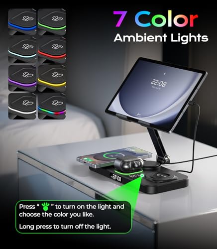 Meifigno 45W Wireless Charging Station for Multiple Samsung Device, Foldable 20W Wired Charger Stand for Galaxy Tab, Charger for S26 Ultra/S25/Z Fold 8 Ultra/8/Z Flip 8 & Buds, Only for Galaxy Watch