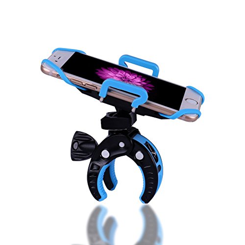 Bike Mount, Bike Phone Mount Motorcycle Baby Carriage Bicycle Cell Phone Holder Cradle with Rubber Strap 360 Degree Rotate for iPhone X,8,7 6s Plus 5s 5SE,Galaxy (Blue) - color: Blue