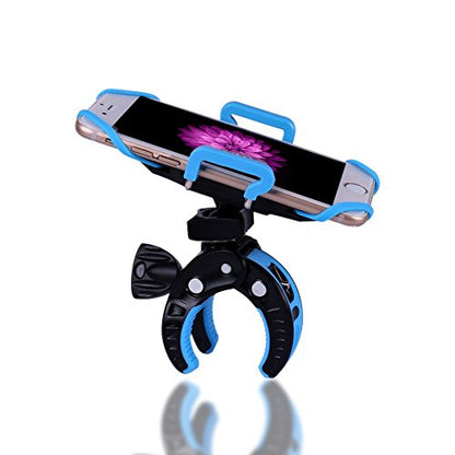 Bike Mount, Bike Phone Mount Motorcycle Baby Carriage Bicycle Cell Phone Holder Cradle with Rubber Strap 360 Degree Rotate for iPhone X,8,7 6s Plus 5s 5SE,Galaxy (Blue) - color: Blue