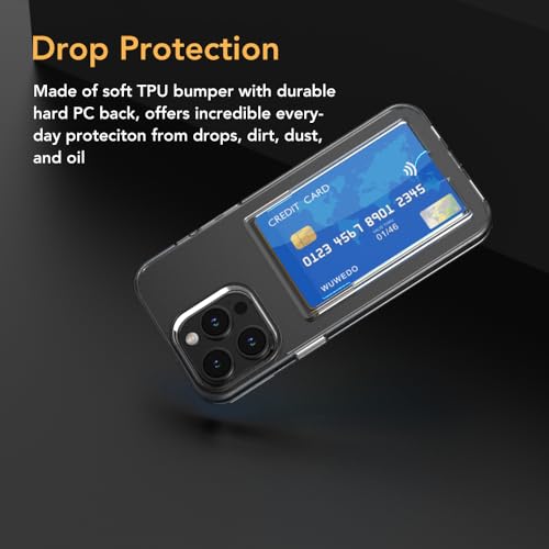 for iPhone 15 Pro Max Clear Card Case - Hybrid Slim Fit Wallet with Card Holder, TPU + PC, Anti-Yellowing, 6.7" 2023 - color: Clear, size: iPhone 15 Pro Max