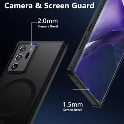 TIANNIUKE Magnetic Case for Samsung Galaxy Note 20 Ultra, Translucent Matte Anti-Fingerprint,Compatible with MagSafe,Adjustable Kickstand,Shockproof Protective Phone Case (Black) - color: Kickstand Black, size: Galaxy Note 20 Ultra