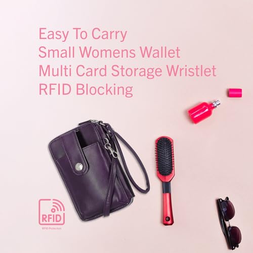 Mundi Jacqui RFID Crossbody Wallet for Women, Vegan Leather Small Travel Handbag with Phone Holder, Compact Organizer with Card Slots and Removable Strap, Vacation Purse in (Purple) - color: (Purple)
