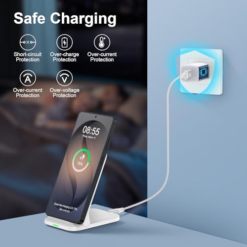 Samsung S26 Ultra Wireless Charger Stand 15W Foldable Android Phone Station - color: White