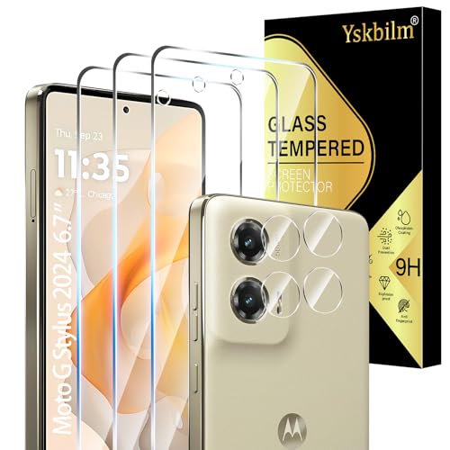 (3+2 Pack) Designed for Motorola Moto G Stylus 5G 2024 Tempered Glass Screen Protector + Camera Lens Protector,[3D Touch][Bubble-Free][Anti-Scratch] Screen Protector Glass For Motorola G Stylus 2024 - size: Moto G Stylus 2024