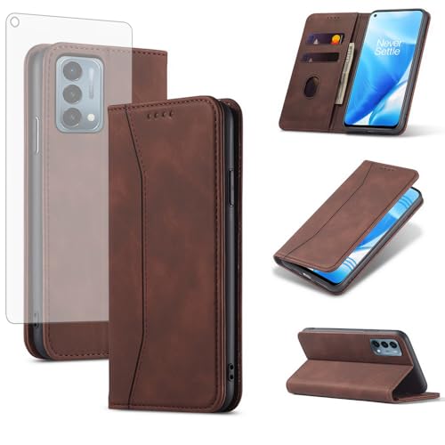 Asuwish Flip Wallet Phone Case for OnePlus Nord N200 5G with Screen Protector Magnetic Closure Folio Cover Credit Card Holder Slot Stand One Plus N 200 G5 1 Plus 200N 1plus One+ 1+ N2005G 2021 Coffee - color: Coffee