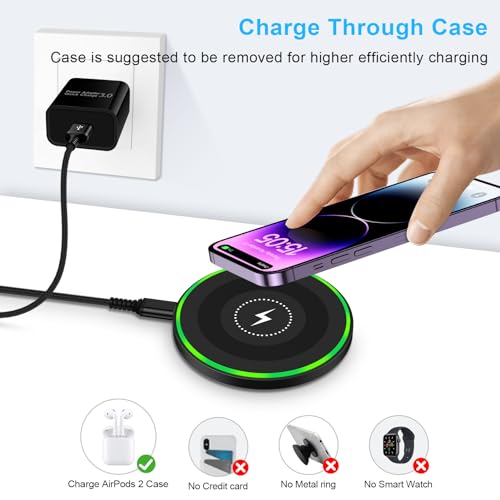 Samsung Wireless Charger Android Charger Fast Charging Pad Wireless Phone Charger Android Charging Station Mat for Samsung Galaxy S25 Ultra S25 Edge S24 S23 S22 S21, iPhone 17 Pro Max Air 16e 15 14 13
