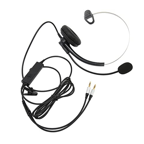 Single-Ear Wired Headset with Noise Cancelling for HD Crystal Clear Calls in Call Center Office (Dual 3.5mm Interface) - size: Duale 3,5-mm-Schnittstelle