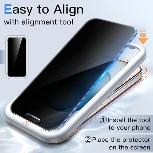 JETech 360° Privacy Screen Protector for iPhone 15 Plus, 2-Pack - size: iPhone 15 Plus