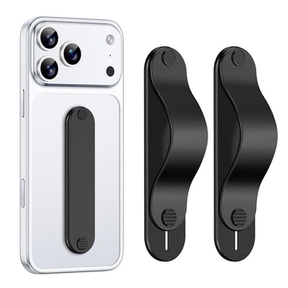 GripMate Phone Grip Holder, Finger Strap Stand, Metal Aluminum Alloy Kickstand with Soft TPU Loop - Universal Ultra Slim Comfortable Hand Grip for iPhone Samsung and Most Smartphones, (Black 2 Pack) - color: Black 2pcs
