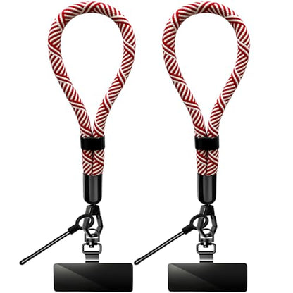 Phone Lanyard, 2 Pack Adjustable Cell Phone Lanyard Hand Phone Wrist Strap with Tether Tabs for Smartphones - color: Red White