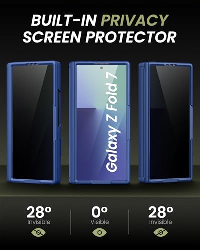 for Galaxy Z Fold 7 Case with Privacy Screen Protector, Blue - color: Blue-Y