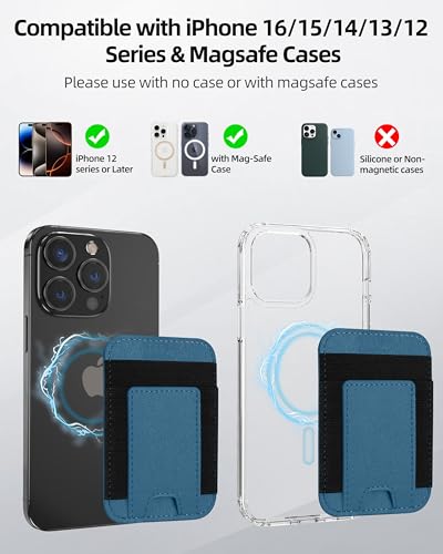 Upgraded for Magsafe Wallet, 7 Card Holder, RFID Blocking, Strongest Magnet | Magnetic Wallet for iPhone 17/16/15/14/13/12 Series, Magnetic Card Holder, 2 Card Slots, Vegan Leather, Dark Blue Green - color: Dark Blue Green-Upgraded