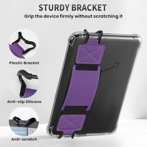 MoKo 2 Pack Hand Strap for 6-8" Kindle eReaders Tablets, Deep/Shiny Purple - color: Deep Purple+Glitter Purple