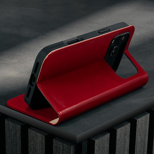 TORRO Leather Case Compatible with iPhone 17 Pro Max 6.9" 2025 - Premium Leather Wallet Flip Case with Kickstand and Card Slots (Compatible with Official MagSafe Chargers) - Red - color: Red, size: iPhone 17 Pro Max