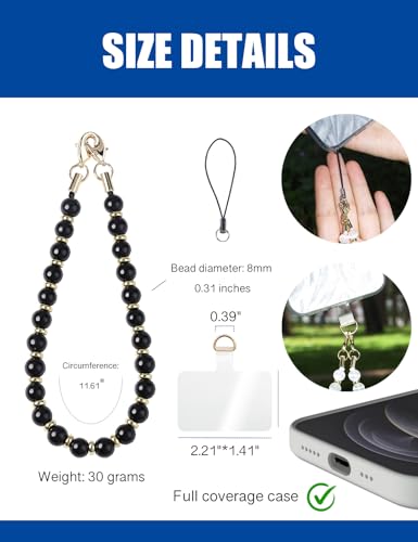 Handmade Beaded Charm Cell Phone Camera Lanyard, Wrist Strap with Natural Gemstone Beads,Phone Chain String, Keychain Decor for Wallet (Obsidian) - style: Obsidian