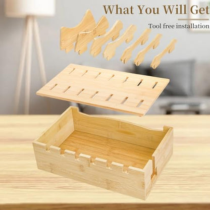WRINGKIT Bamboo Charging Station for Multiple Devices, Hold 6 Devices