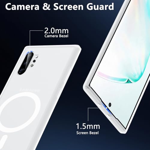 TIANNIUKE Magnetic Case for Samsung Galaxy Note 10 Plus, Translucent Matte Anti-Fingerprint,Compatible with MagSafe,Slim Fit Shockproof Protective Phone Case (Transparent White) - color: White, size: Galaxy Note 10 Plus
