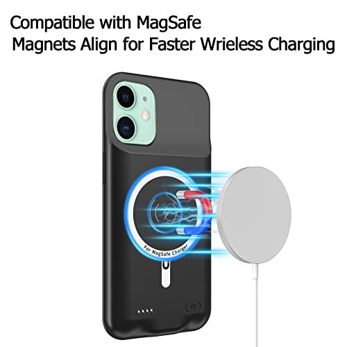 Battery Case for iPhone 11, Upgraded 10000mAh Battery Pack Rechargeable Charger Case Support Carplay with Wireless Charging Compatible for iPhone 11 (6.1 inch) External Charging Cover(Black) - size: iPhone 11
