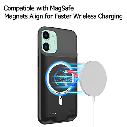 Battery Case for iPhone 11, Upgraded 10000mAh Battery Pack Rechargeable Charger Case Support Carplay with Wireless Charging Compatible for iPhone 11 (6.1 inch) External Charging Cover(Black) - size: iPhone 11