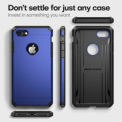 ImpactStrong for iPhone 7 Case/iPhone 8 Case, Heavy Duty Dual Layer Protection Cover (Navy Blue)